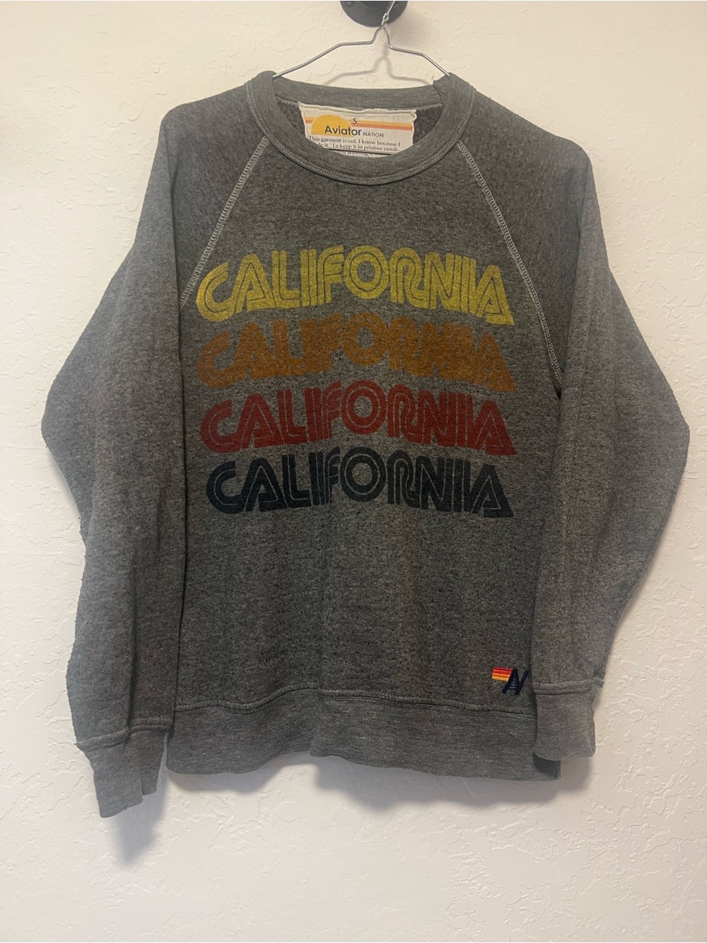 Vintage Aviator Nation Gray “California” Graphic Crewneck Sweatshirt — Small